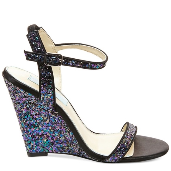 Betsey Johnson Shoes - Betsey Johnson Darci Glitter Wedge Heels